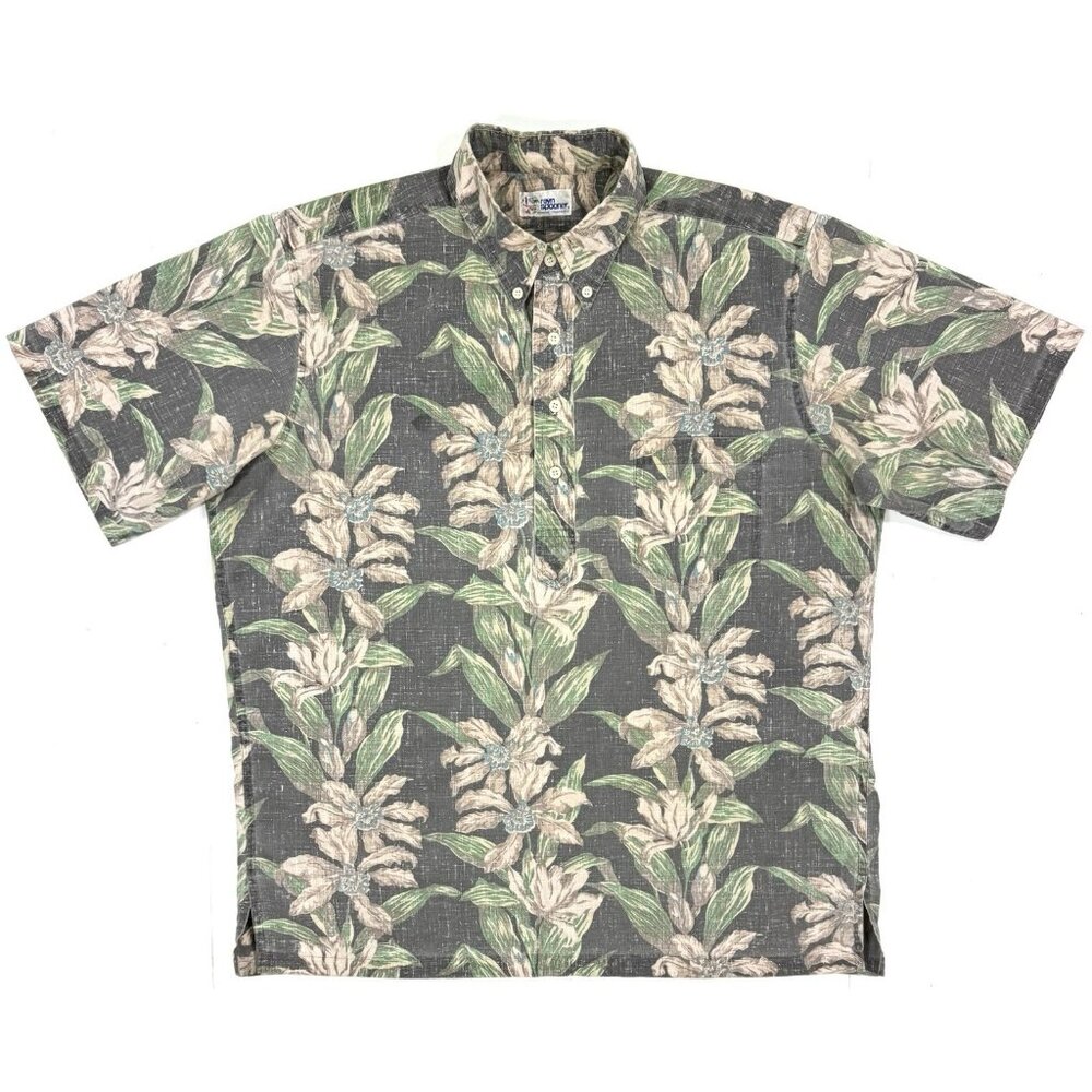 Vintage Reyn Spooner Hawaiian Shirt Mens Size Large Floral Reverse Print Popover